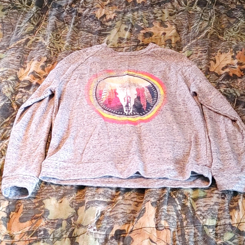 Heather gray aztec style sweatshirt